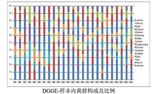 20 DGGE-樣本內(nèi)菌群構(gòu)成及比例